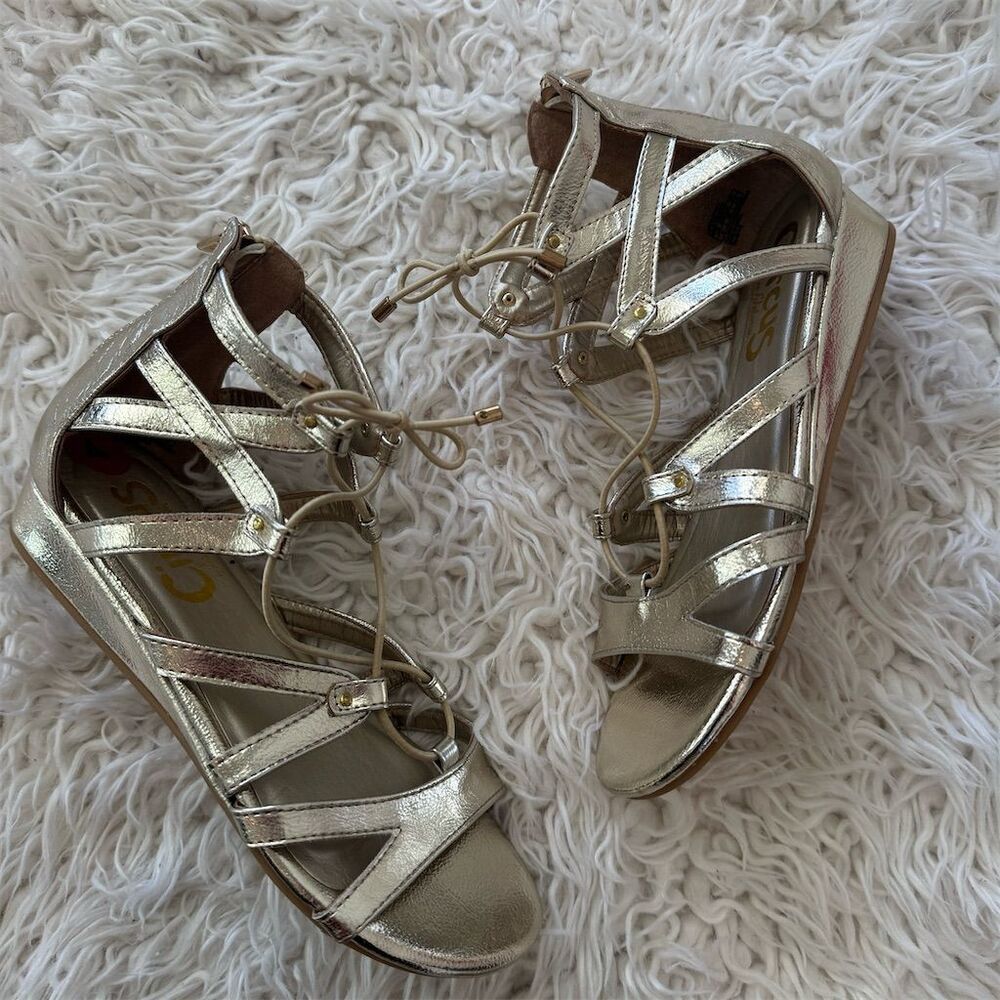 Circus by Sam Edelman Girls Gladiator Sandals Gold Size 4 Lace-Up